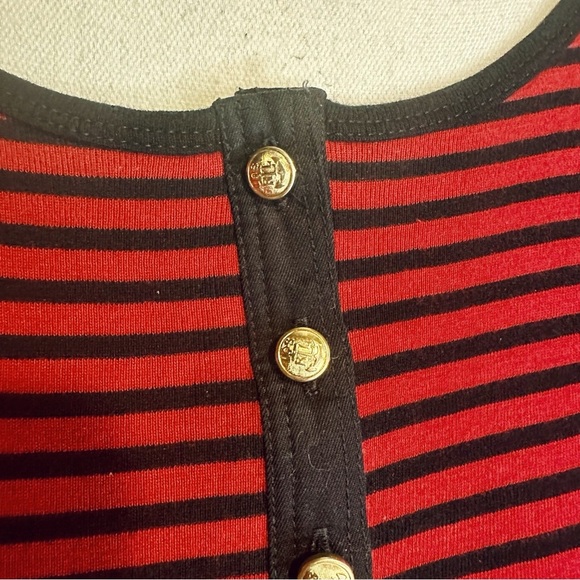 Lauren Ralph Lauren Vintage Red & Black Striped Cotton Button Detailed Shirt XL - Picture 3 of 12